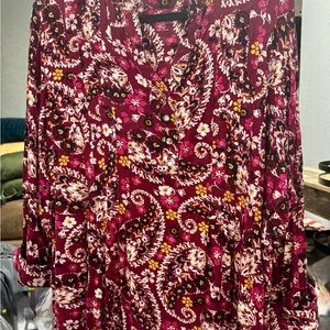 Kim Rogers Burgundy Floral Top